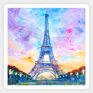 Eiffel Tower. Purple Evening Sticker